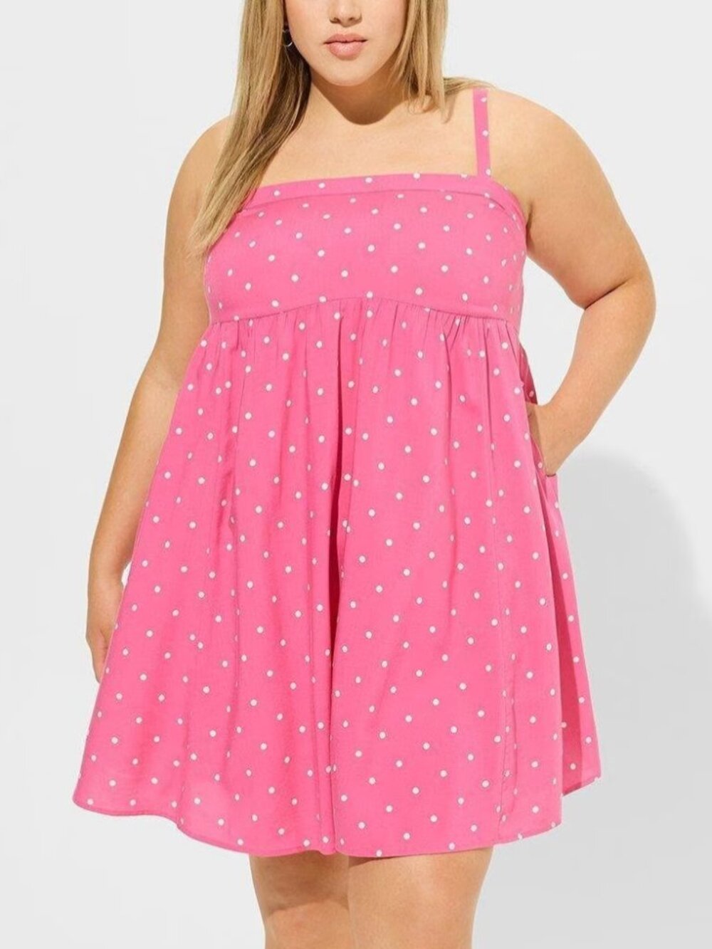 TORRID 2 Plus Size Mini Challis Sleeveless Sundress Pink White Barbie Preppy 2X